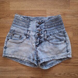 Vintage acid wash denim shorts